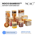 NOCO® Bamboo Airtight Food Storage Container Set with Bamboo Lids | Stackable Pantry Organizatio