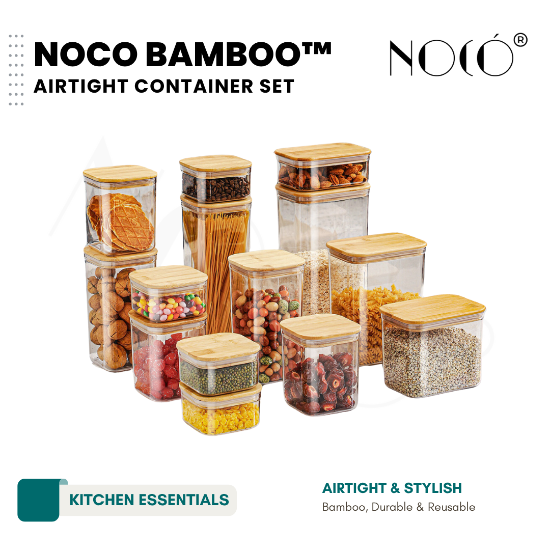 Bamboo Airtight Food Storage Container Set with Bamboo Lids