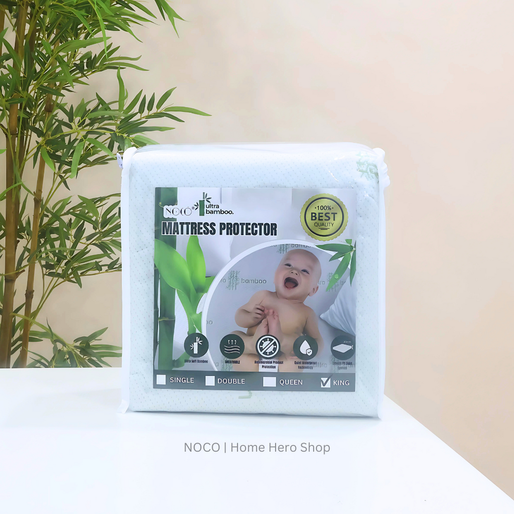 Noco® Ultra Bamboo Mattress Protector – Cooling and Waterproof for a Fresh, Comfy Sleep | Anti-Mites Bed Cover