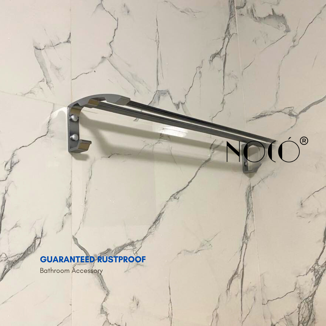 Prestigia Bathroom Luxe Double Pole Bath Towel and Holder Aluminum