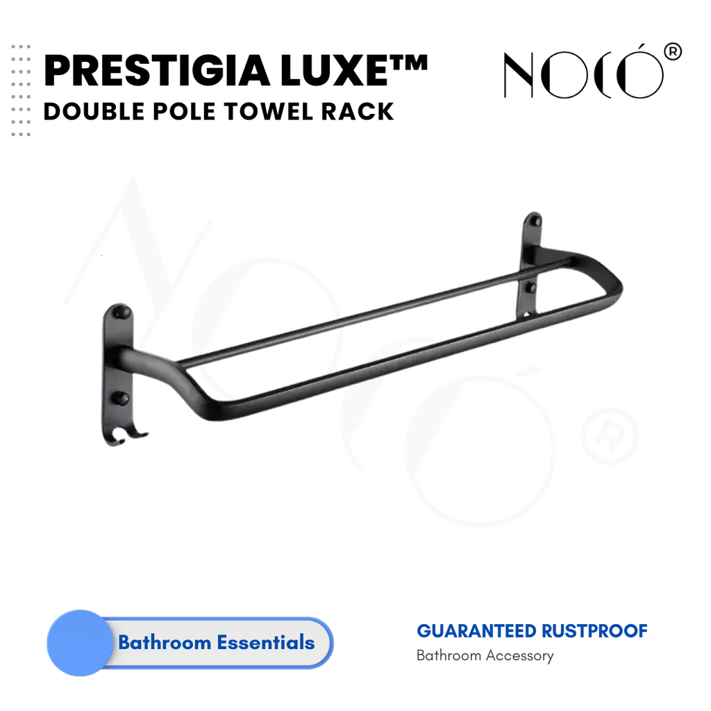 Prestigia Bathroom Luxe Double Pole Bath Towel and Holder Aluminum