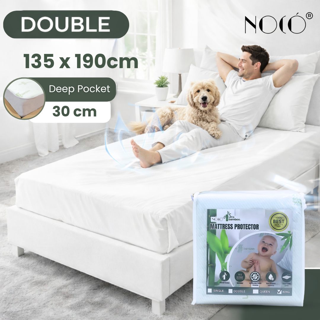 Noco Ultra Bamboo Mattress Protector – Cooling and Waterproof for a Fresh, Comfy Sleep | Anti-Mites Bed Cover