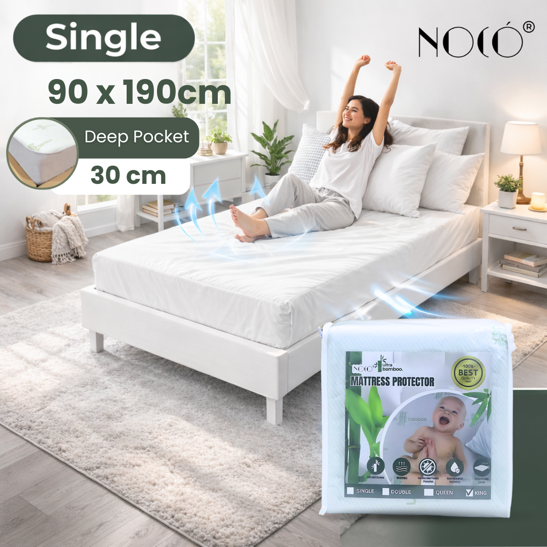 Noco Ultra Bamboo Mattress Protector – Cooling and Waterproof for a Fresh, Comfy Sleep | Anti-Mites Bed Cover