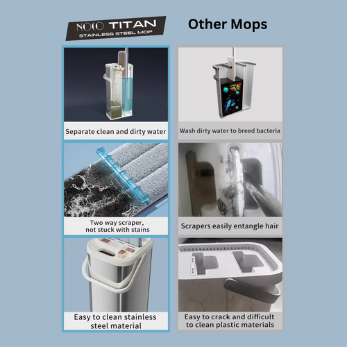 NOCO Titan Stainless Steel Flat Mop with Dual-Tank Cleaning System