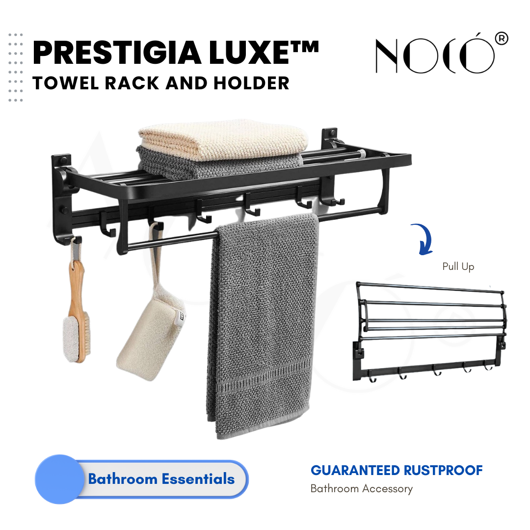 Prestigia Bathroom Luxe Bath Towel Rack and Holder Aluminum